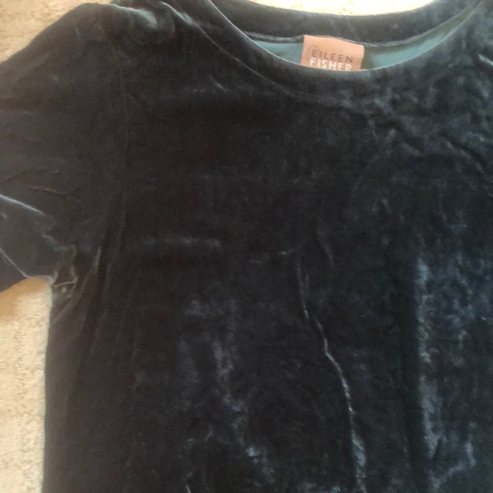 Eileen fisher olive green velvet long sleeve dress